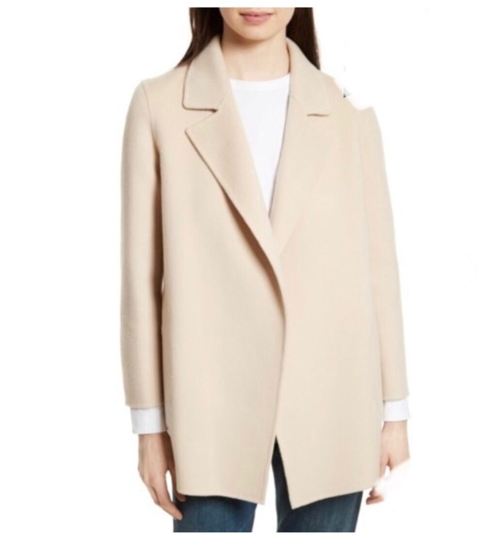 Theory Sileena New Divide 2 Wool Cashmere Open Coat Jacket Ecru Cream Size Small